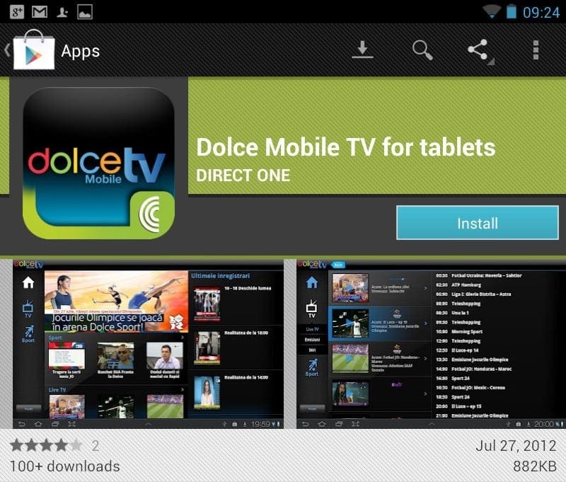 Dolce Mobile TV Peste 5000 descărcări pe iOS şi peste 1000 pe Android