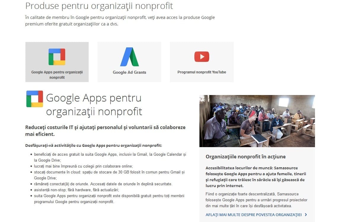 Google organizații nonprofit