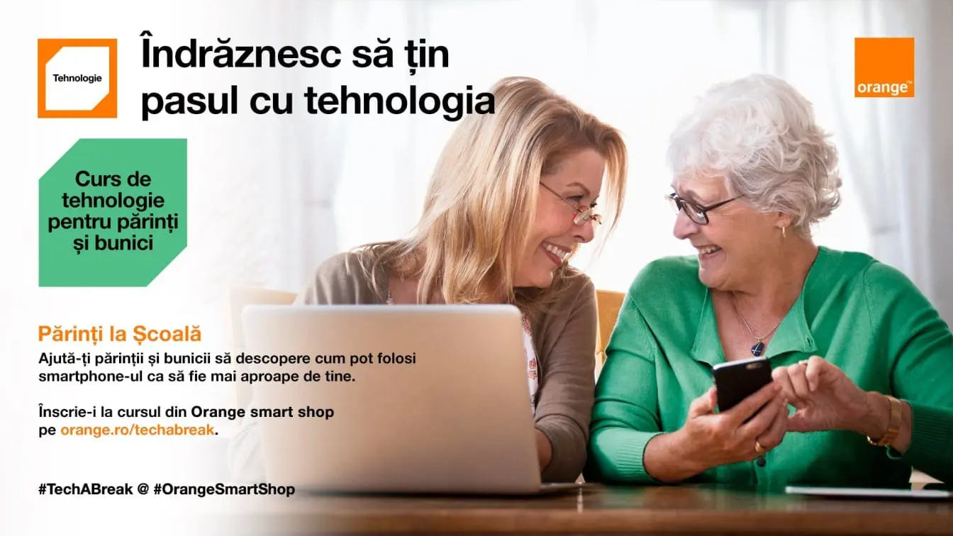 Orange inițiază campania Părinți la Școală, prin care oferă cursuri gratuite de tehnologie pentru părinți și bunici în magazinele proprii
