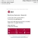 Tentativă de phishing Dpd