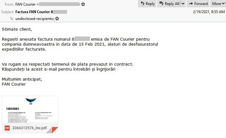 Tentativă de phishing Fan Courier