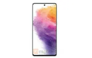 Samsung Galaxy A73 apare în prima imagine, cu un ecran cu muchii foarte subţiri