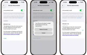 Apple introduce Background Security Improvements pe iOS. Se instalează în fundal fără restart