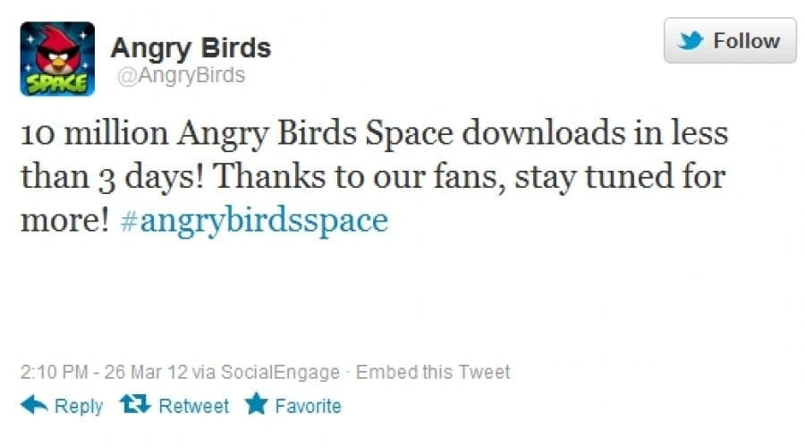 Angry Birds Space atinge 10 milioane de download-uri
