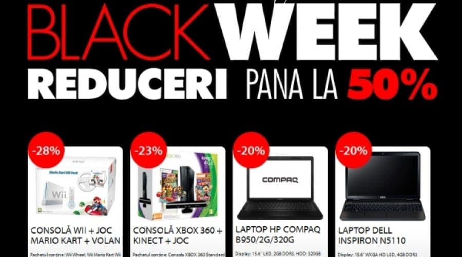 Black Week a început: Reduceri pentru console Xbox 360 şi Wii, televizoare şi laptopuri