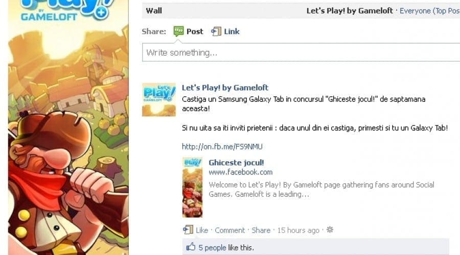 Câştigă o tabletă Samsung Galaxy Tab cu Gameloft şi connect