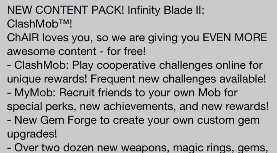 Infinity Blade II: Noul update aduce arme, echipament şi modul ClashMob