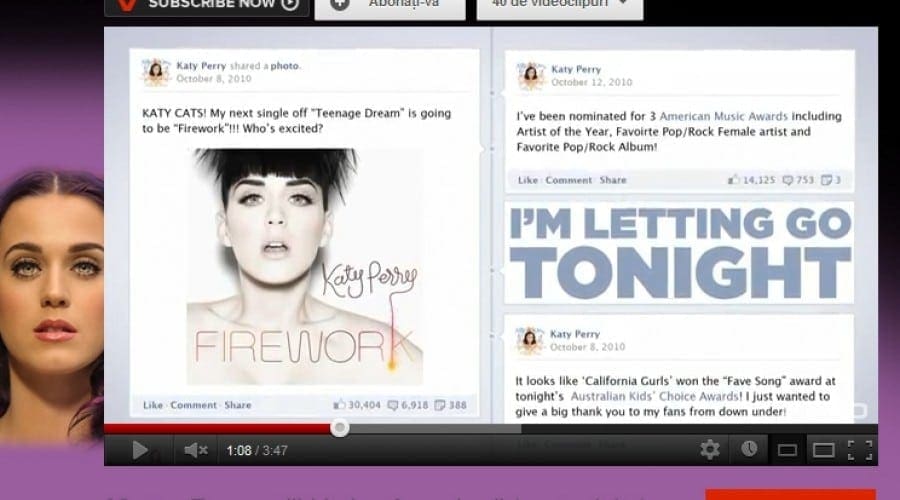 Noul videoclip Katy Perry e compus din postări pe Facebook