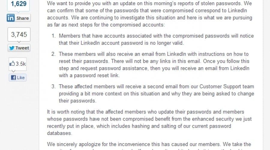 Atac la LinkedIn: Aproximativ 6.5 milioane de parole au fost furate