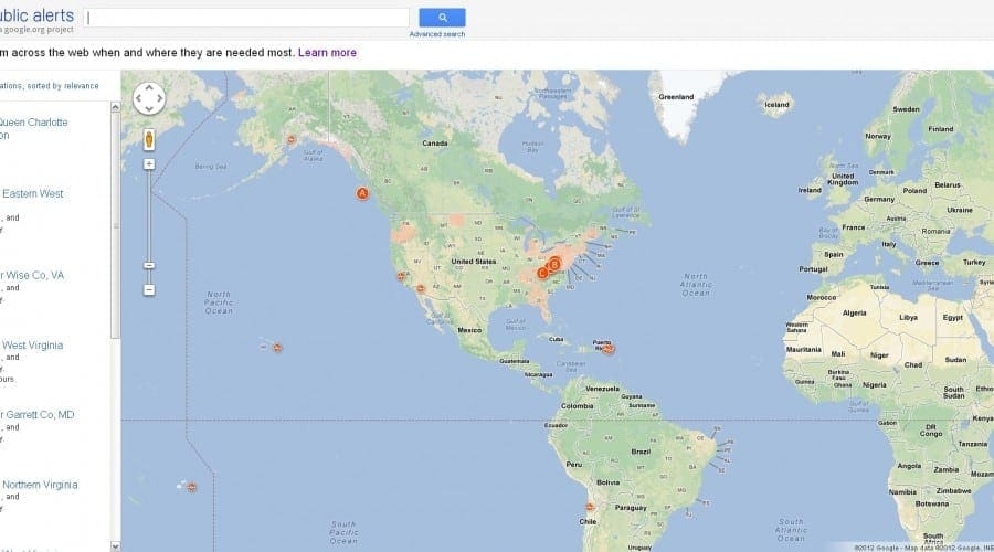 Uraganul Sandy: Ramai la curent cu toate noutatile prin Google Public Alerts