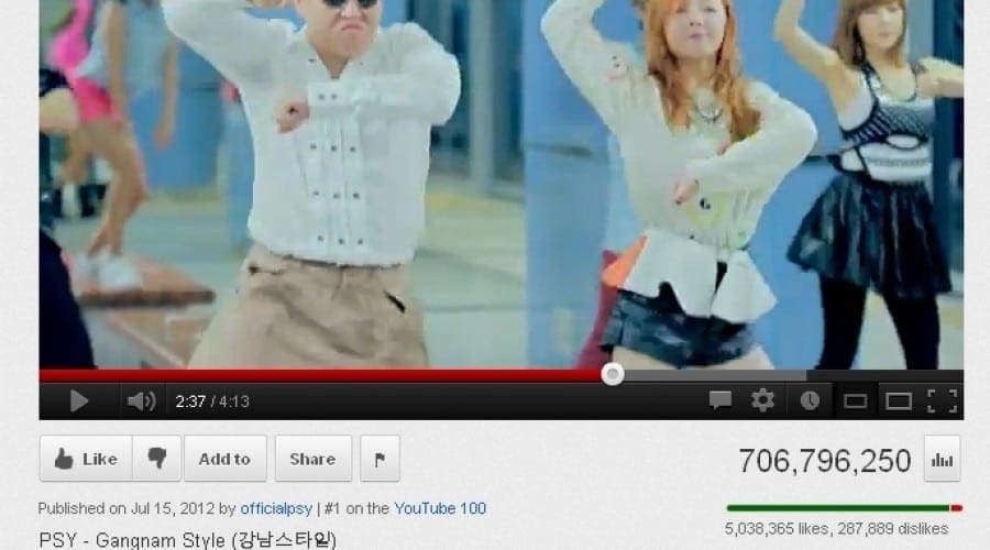 Gangnam Style, pe locul doi în topul celor mai vizionate clipuri pe Youtube