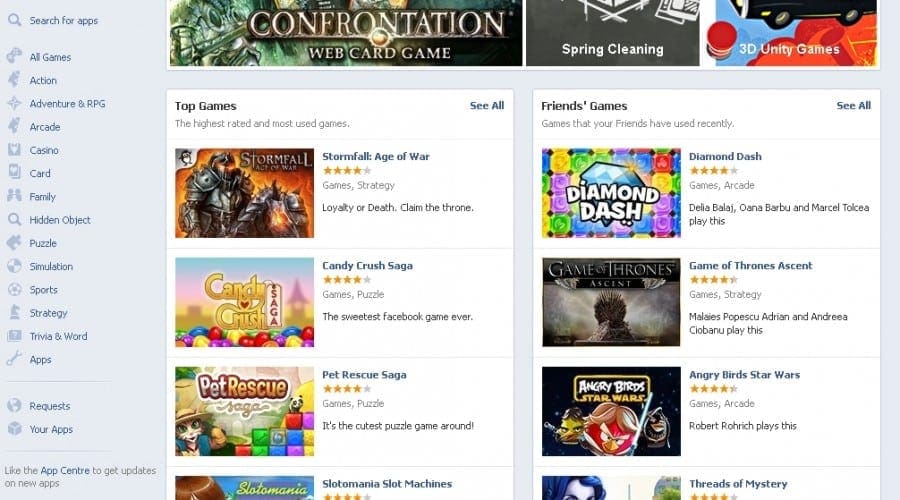 Facebook se bucură de un număr de peste 250 de milioane de gameri lunar