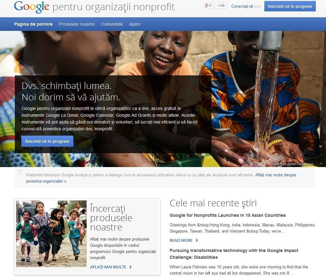 Programul “Google pentru organizații nonprofit” este disponibil și în România