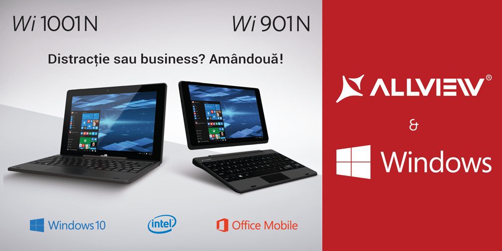 Allview introduce două tablete cu Windows 10, Wi901N și Wi1001N